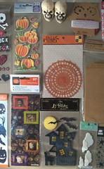 Halloween Lot Of 38 Mixed Crafts Stickers Ribbon Scrapbooking Treat Bags Decor