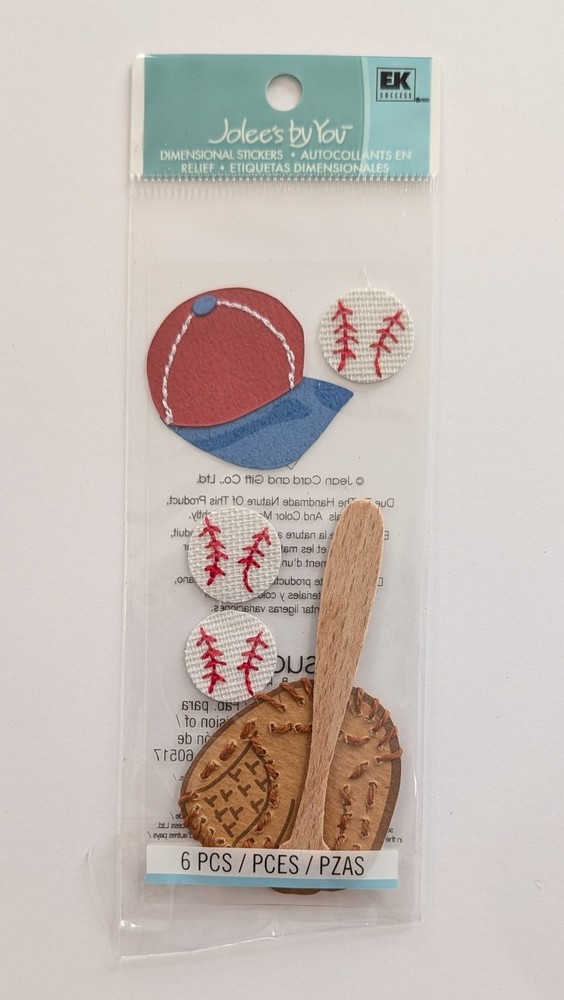 Jolee’s Baseball Glove Bat Hat & Balls Scrapbooking Stickers Mini Pack