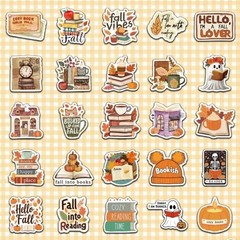10pcs Fall Book Lovers Stickers- Scrapbook, Journal, DIY Crafts- Halloween