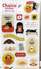 GAIA Pop Animals Choice Sticker Cat Kitty Dog Puppy Bear Sweets MADE IN JAPAN