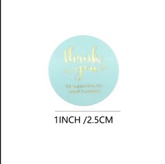 40 PCs Round 1” Thank You For Supporting My Small Business Stickers Mint Green