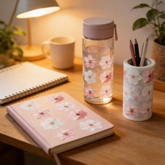 Cherry Blossom Flower Stickers Roll, 500PCS Pink & White Sakura Decorative Stick
