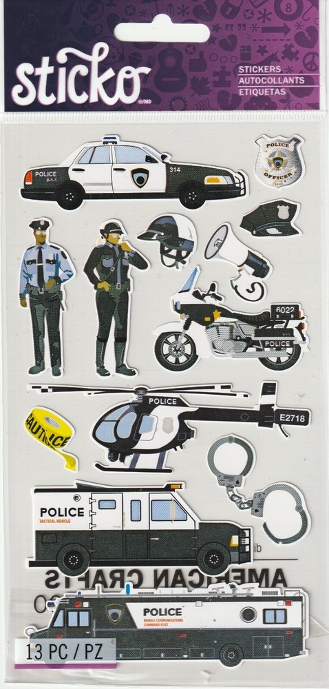 Sticko flat stickers POLICE OFFICERS & CARS theme 82914 FAST FREE ship!