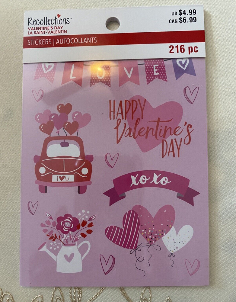 RECOLLECTIONS VALENTINE’S DAY STICKERS 216 PC STICKERS 12 SHEETS ROMANCE