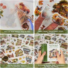 Garden Journal Stickers for Junk Journal Supplies, 50 Sheets Precut Watercolor W