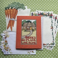 Vintage Blank Home Notecard & Garden Party Carrots Veggie Stationery Note Paper