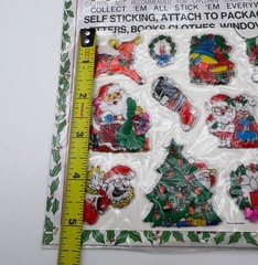 Vintage Christmas Puffy Stickers Holiday 12 Vinyl Stick On Retro 80s NEW