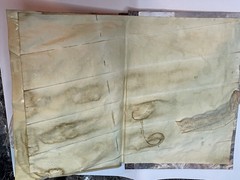 9 X 6 Handmade journal W/ Coffee dyed Paper. Hard cover