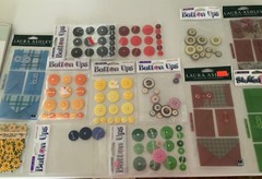 LOT OF 33 SCRAPBOOKING CARD MAKING ENVELOPES, EMBOSSING STENCILS, BUTTONS