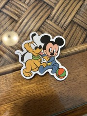 Sticker with Young Mickey and Pluto Design
