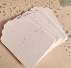 29 Hand Punched White Speckled Confetti Gift Tags,Scrapbook, Crafts, Etc.