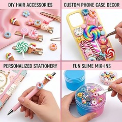 120Pcs Mixed Colors Cute Candy Slime Charms, 0.6–1.2 inches,