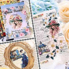 PET Washi Tape 6 Rolls Wide Flowers Transparent Light Decorative Aesthetic Fl…