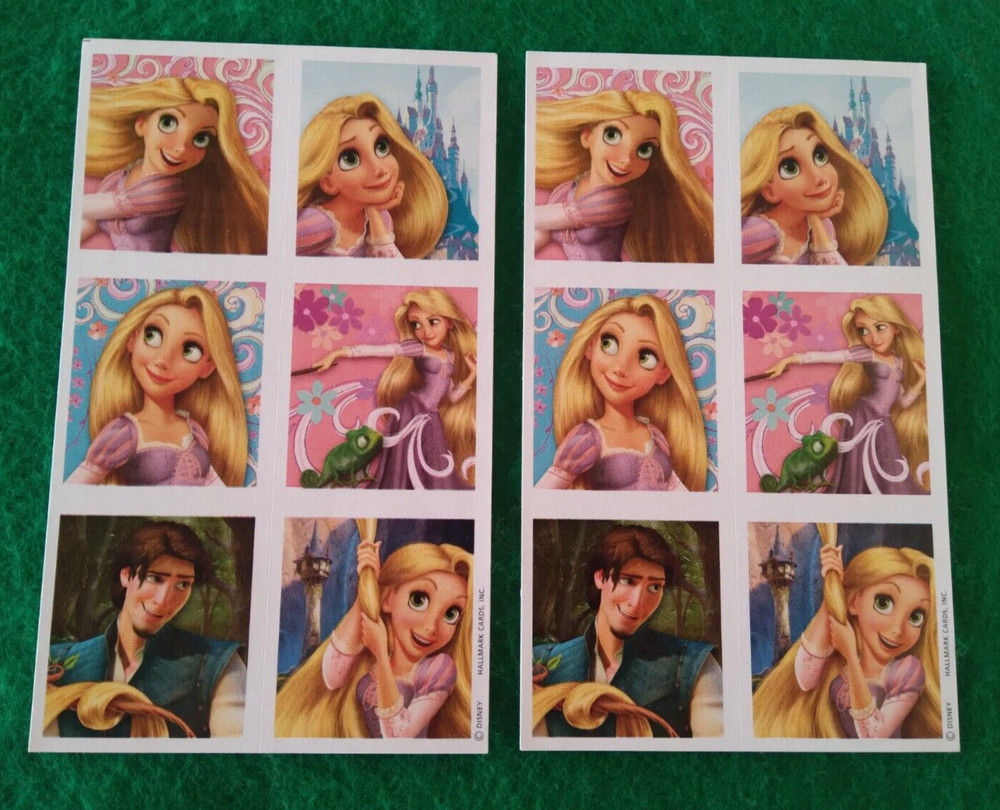 2 Hallmark Disney TANGLED Sticker sheets (Rapunzel/Flynn Rider/Pascal)