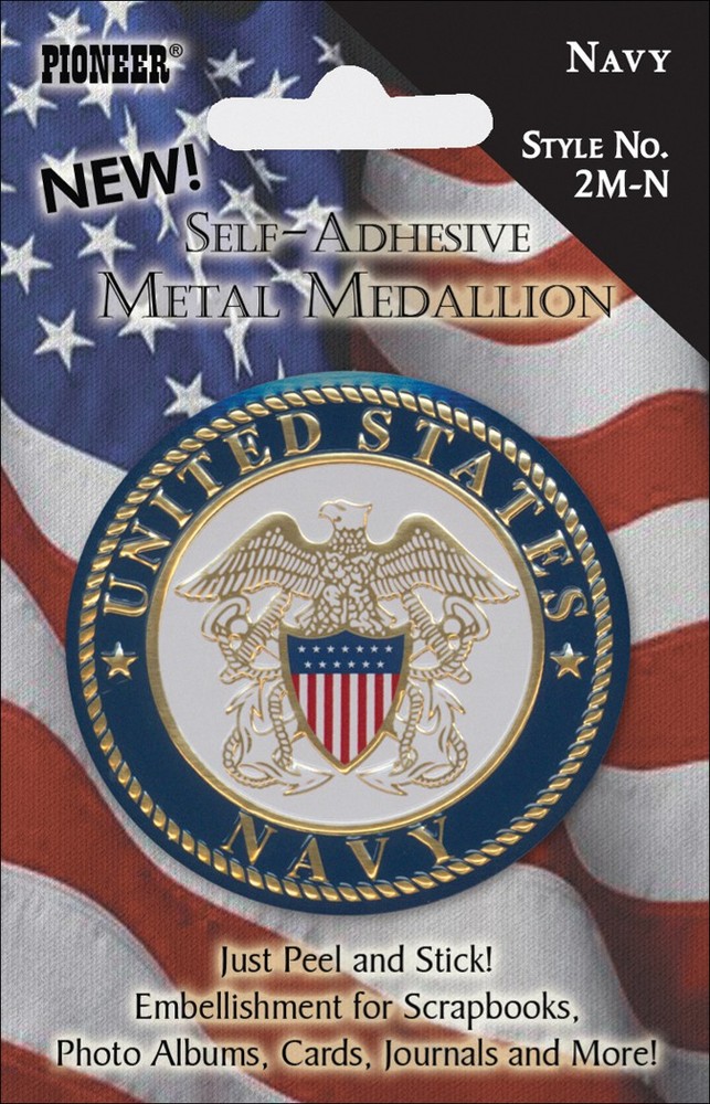 Military Self-Adhesive Metal Medallion 2 Navy