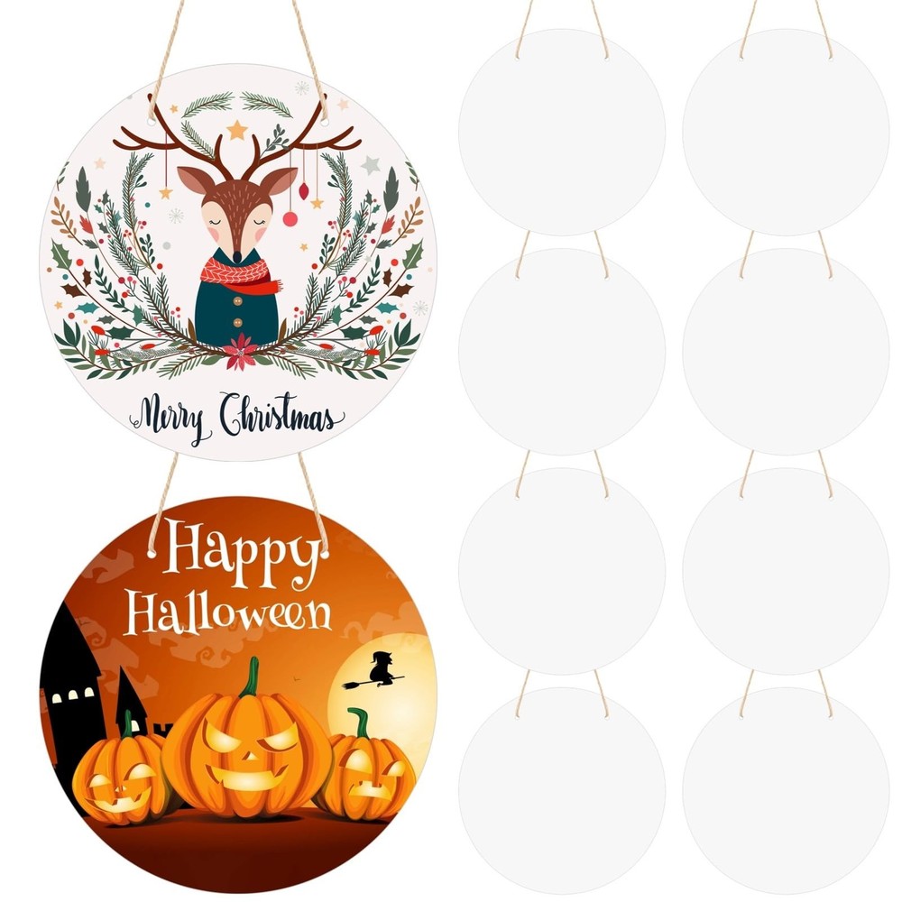 20 PCS Aluminum Sublimation Door Hanging Disc Signs, 12 in Unfinished Blank S…