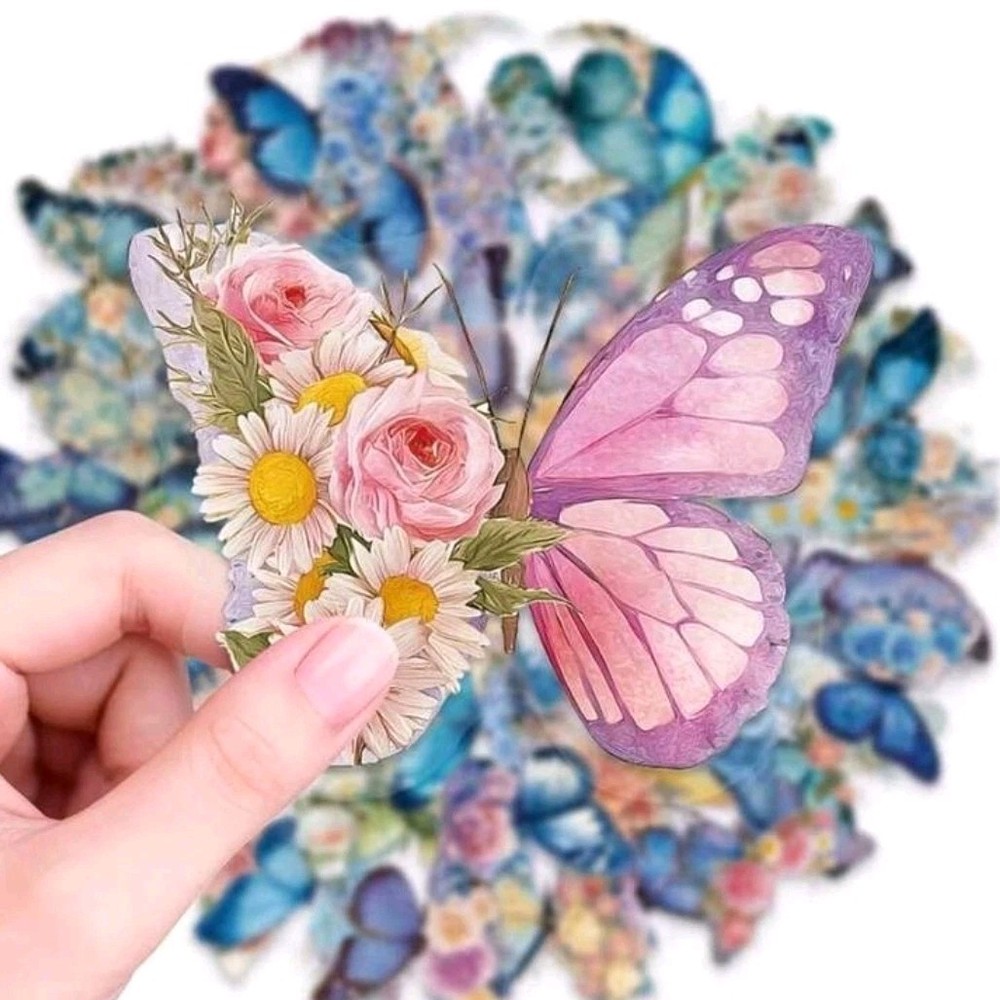 20Pcs Butterfly & Flower Multicolor Scrapbooking Stickers Assorted Designs