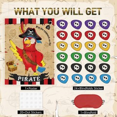 WERNNSAI Pin The Eye Patch on Pirate – Kids Birthday Party Games Pirate…