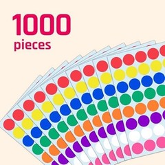 1000 Pack, 1 inch – Colored Round Circle Dot Stickers, Garage Yard Sale Price St