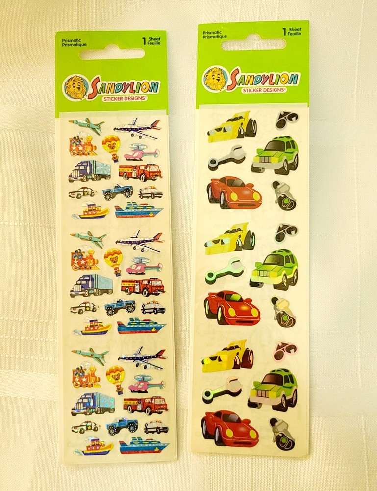 Sandy Lion Prismatic Vehicles Transportation Stickers Set Of 2
