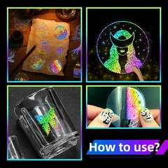 100 PCS Colorful Laser Magic PET Stickers Aesthetic for DIY Guitar Scrapbooking