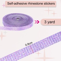 Self Adhesive Rhinestone Strips 3 Yards 0.3 Inch for Craft,Light Purple AB