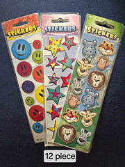 12-pc Lot Multicolor Stickers Sheets – Animals, Emojis, Stars. Prize Box Teacher