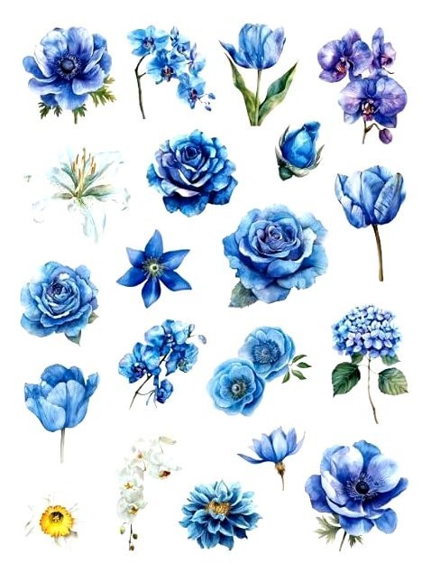 Blue VINYL FLOWER STICKERS FAST USA SHIP 7 7/8″X 5.75″ SHEET #1.H