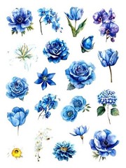 Blue VINYL FLOWER STICKERS FAST USA SHIP 7 7/8″X 5.75″ SHEET #1.H