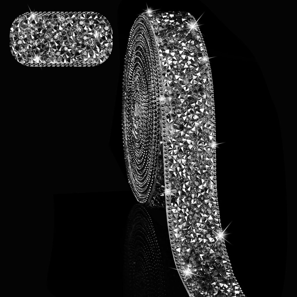 1Pcs Black 108″ x 1″ Bling Rhinestone Crystal Diamond DIY Decor Sticker Decal #A