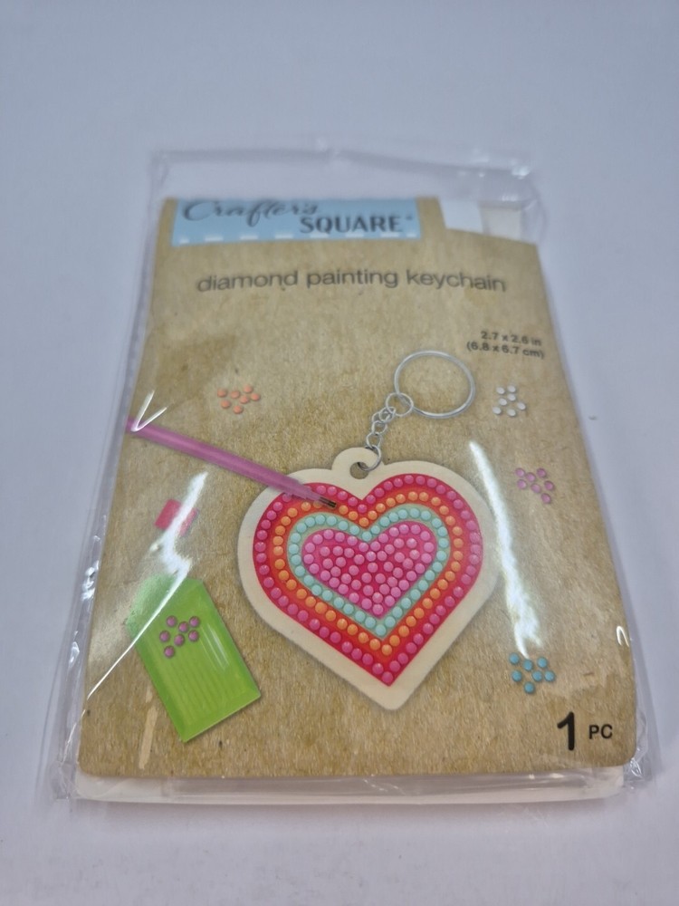 Crafters Square Diamond Painting HEART Key Chain