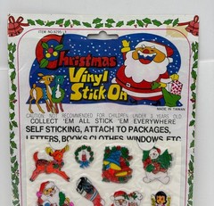Vintage Christmas Puffy Stickers Holiday 12 Vinyl Stick On Retro 80s NEW