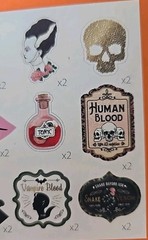Halloween Diecut Stickers 24pc Vampire Skull Snake Potion Venom Frankenstein