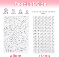 Clear Rhinestones Stickers, 2100Pcs Self Adhesive Rhinestones for Face, Bling Je