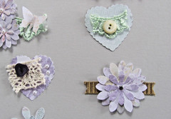 Handmade Shabby Chic Embellishments 12 Paper Lace Ribbon Buttons 12 Junk Journal