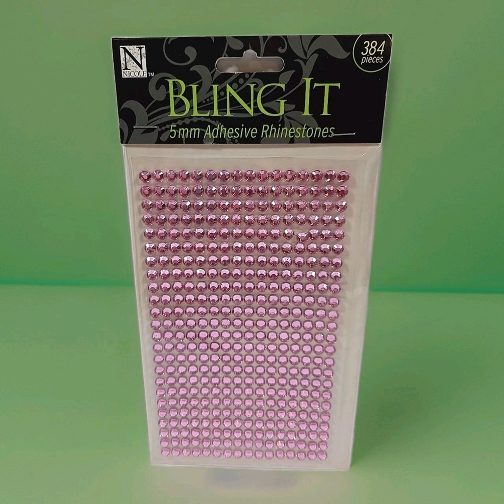 New Nicole Pink Rhinestone Stickers 5MM Bling It Craft Embellishment 384 Count