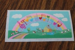 VTG 80’s Hallmark Sticker Rainbow music scale & notes country cottage sheep Cow