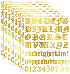 8 Sheets Letter Stickers Vinyl Old English Alphabet Number Stickers Self Adhe…