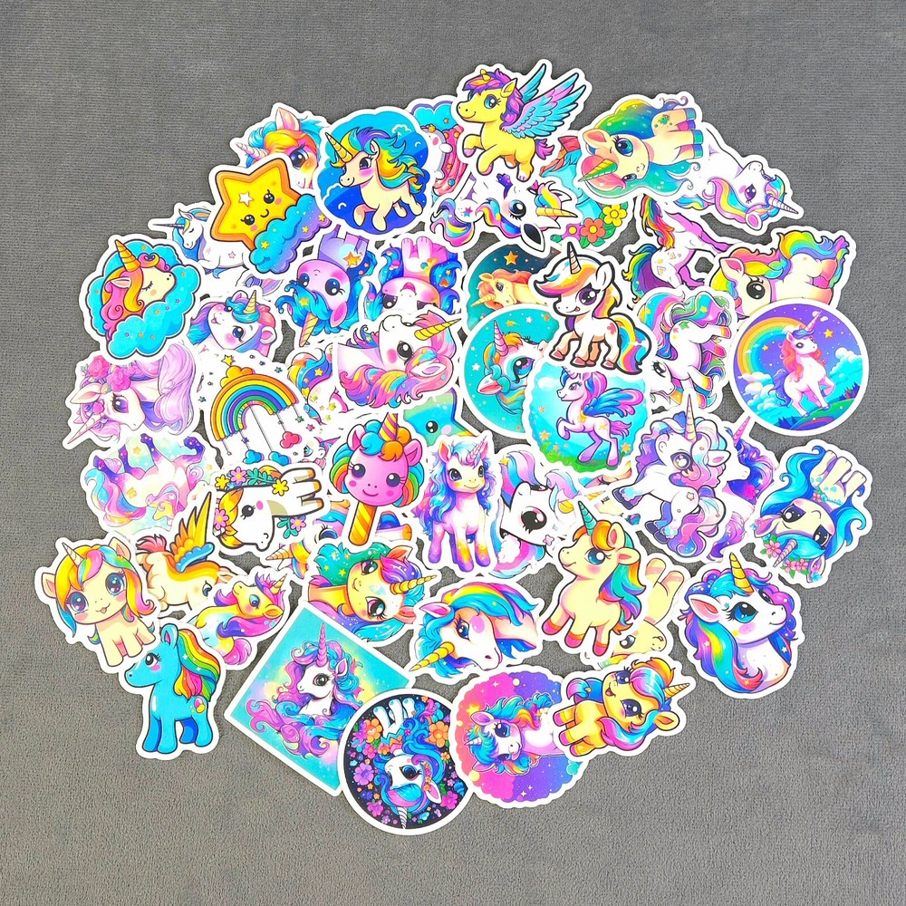 Colorful Rainbow Unicorn Stickers – Set of 10 Random Stickers – Great for Crafts