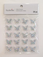 Silver Glitter Butterfly Bling Gems Scrapbooking Stickers By Recollections