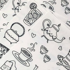 5 Mrs Grossmans Tea Pen Ink Stickers Iced Teapot Teatime Bag Crumpets Boil Cup