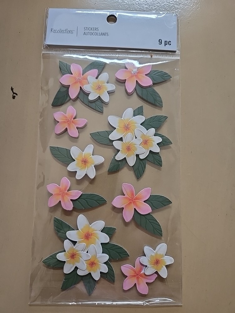 Recollections PLUMERIA FLOWERS Scrapbooking stickers