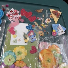Lot Floral Flower Scrapbook Stickers, Embellishments, Fabric and Paper Accents