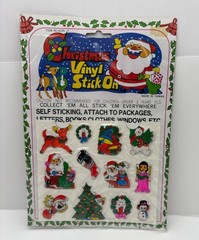 Vintage Christmas Puffy Stickers Holiday 12 Vinyl Stick On Retro 80s NEW