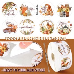 360 Pcs Fall Thanksgiving Thank You Stickers Holiday Envelope Seals Party Favors