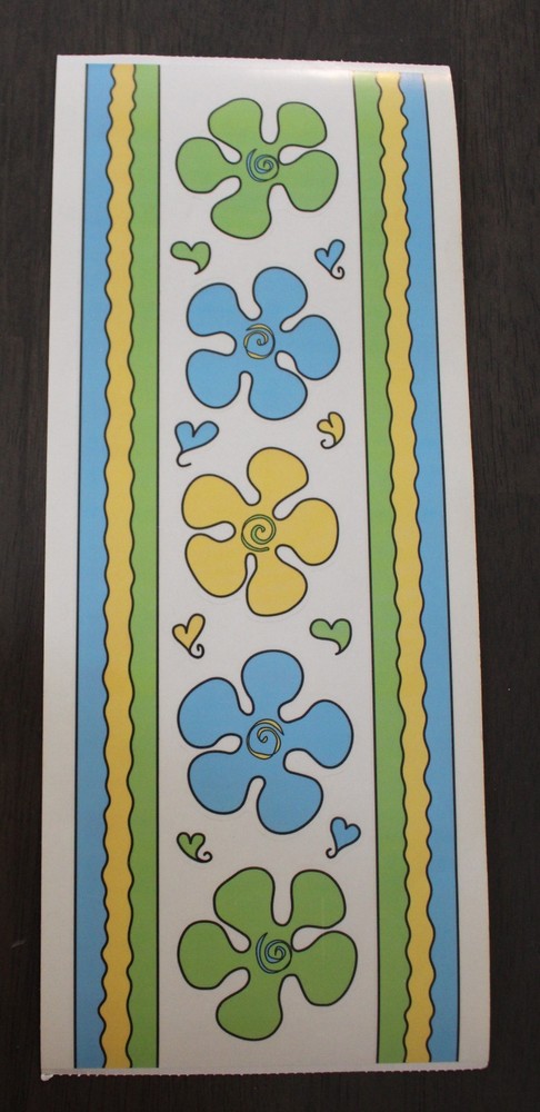 New Leisure Arts flower border scrapbook stickers green blue yellow Groovy