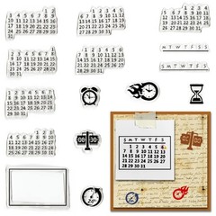 Calendar Date Week Number Clear Stamps for Card Making and Journaling, Clock Tim
