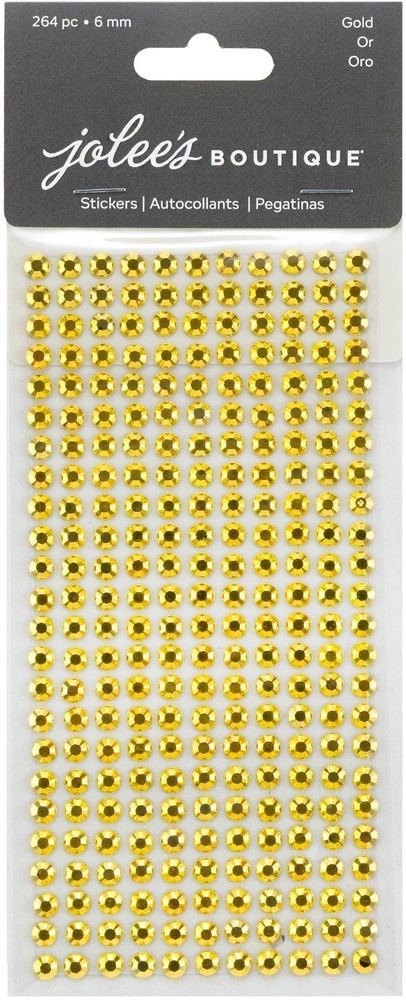 Crafts Jolee’s Gold Rhinestone Sticker Sheet Bling 6 MM Almost 1/4″ Diameter