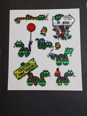 Vintage 1980s Vending Machine Prism Sticker Sheets Snail Rainbow Alien Lot of 10