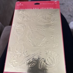 Vintage Hallmark Stickers Gold Foil Christmas Instruments 2 Sheet New Pack
